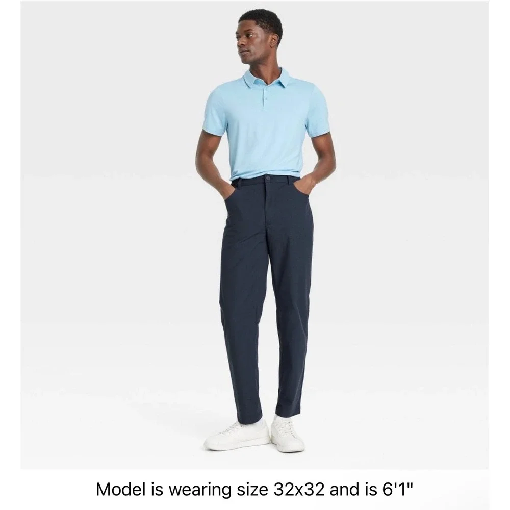 All In Motion Mens 360 Lifestyle Relaxed Fit 5-Pocket Pants Navy Blue 34x32